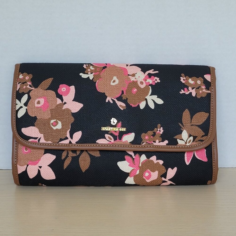Spartina 449 Verdier Black Floral Traveler Hanging Cosmetic Toiletry Bag Case